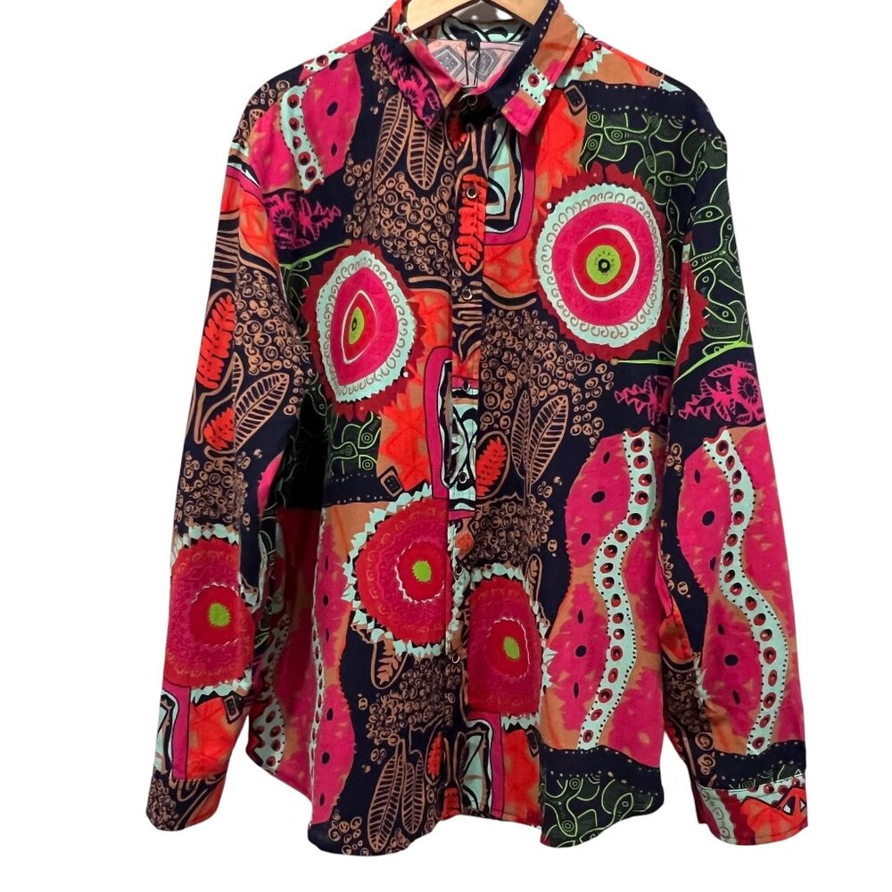 Luc Matton Men's Art Deco Print Shirt, NWT, L